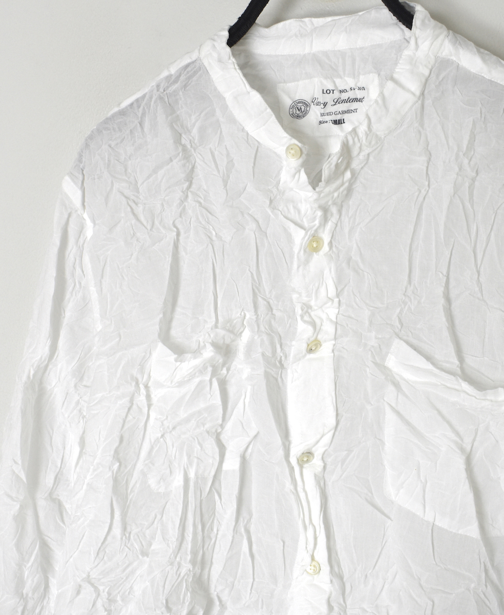 ●NVL1951CVW (シャツ) 80'S ORGANIC VOILE PLAIN(WRINKLE) BANDED COLLAR L/SL OVERDIZED SHIRT