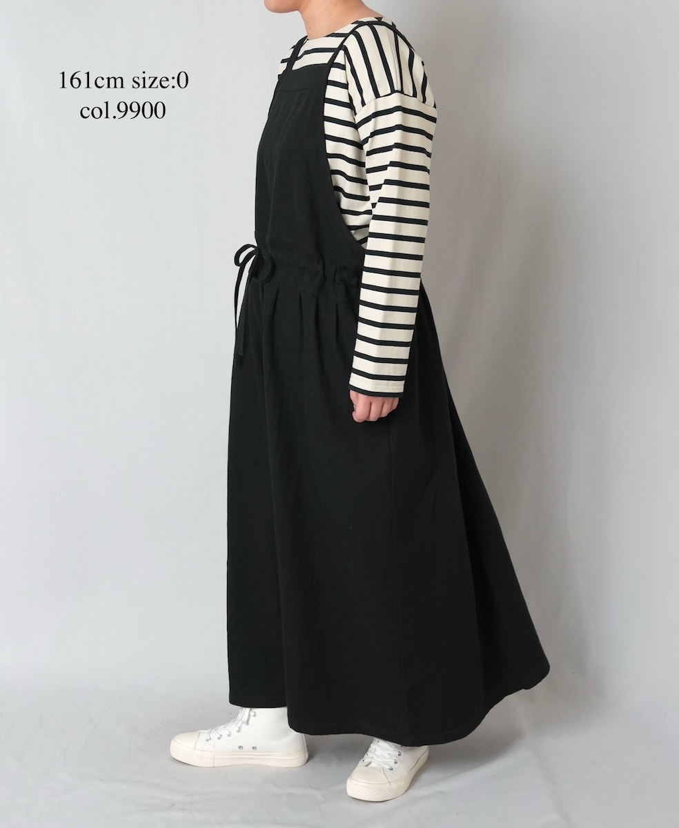 ●GNAM2611(ワンピース) COTTON/LINEN HERRINGBONE APRON ONE-PIECE