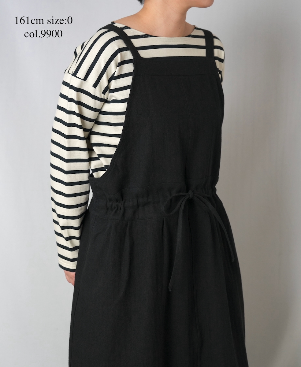●GNAM2611(ワンピース) COTTON/LINEN HERRINGBONE APRON ONE-PIECE