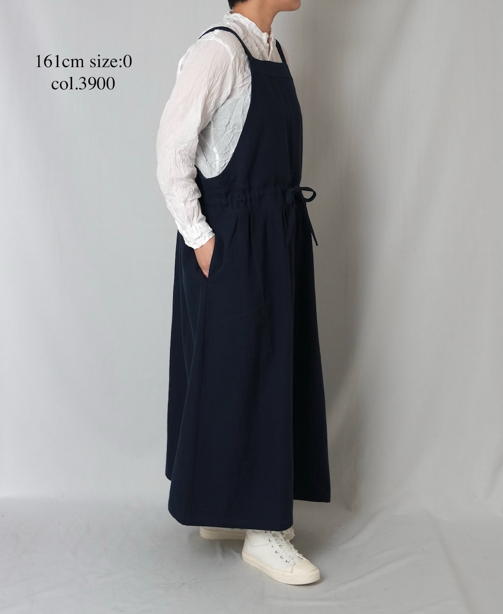 ●GNAM2611(ワンピース) COTTON/LINEN HERRINGBONE APRON ONE-PIECE