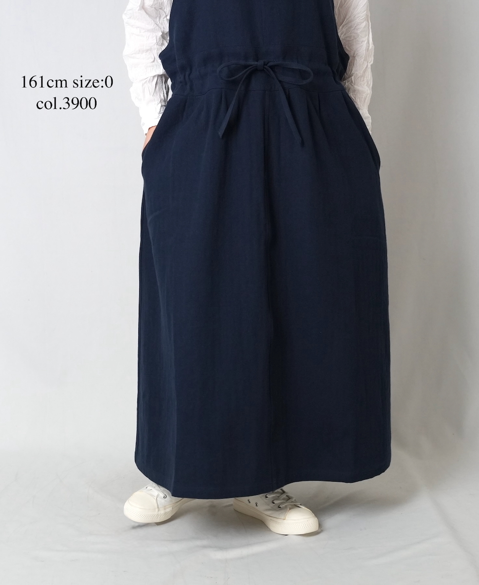 ●GNAM2611(ワンピース) COTTON/LINEN HERRINGBONE APRON ONE-PIECE