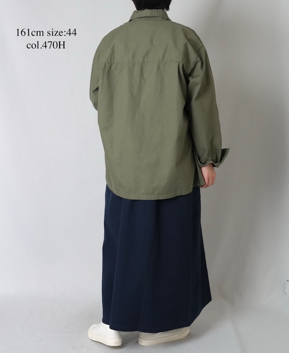 ●INHT2512CHW(シャツ) COTTON HERRINGBONE WASH ONE-UP COLLAR SHIRT