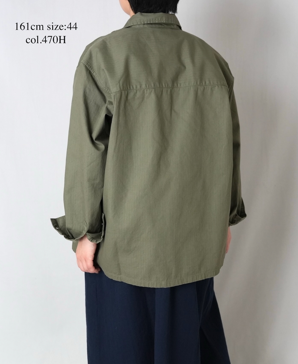 ●INHT2512CHW(シャツ) COTTON HERRINGBONE WASH ONE-UP COLLAR SHIRT