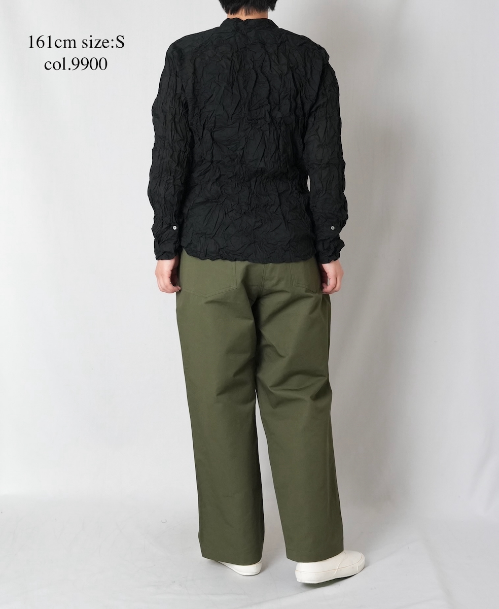 ●NVL1951CVW (シャツ) 80'S ORGANIC VOILE PLAIN(WRINKLE) BANDED COLLAR L/SL OVERDIZED SHIRT