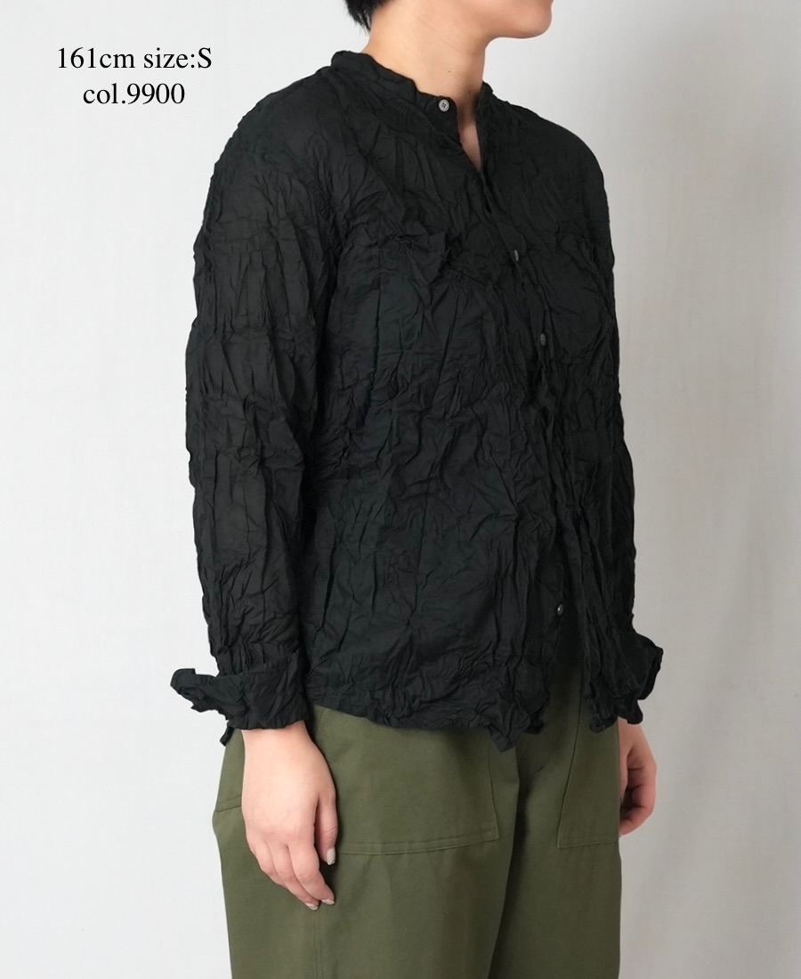 ●NVL1951CVW (シャツ) 80'S ORGANIC VOILE PLAIN(WRINKLE) BANDED COLLAR L/SL OVERDIZED SHIRT