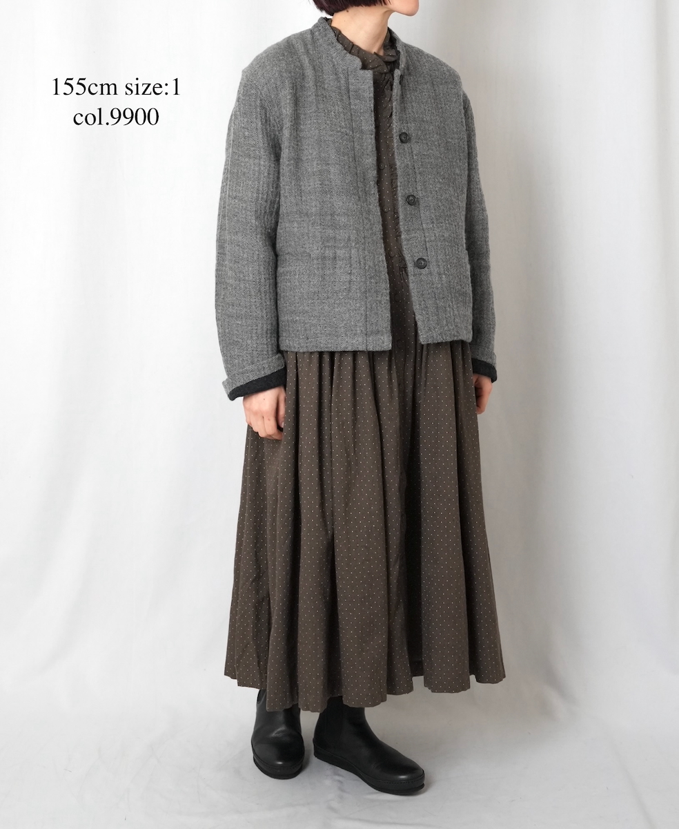 NMDS25611(ジャケット) WOOL COTTON HERRINGBONE STAND COLLAR FLY FRONT JACKET