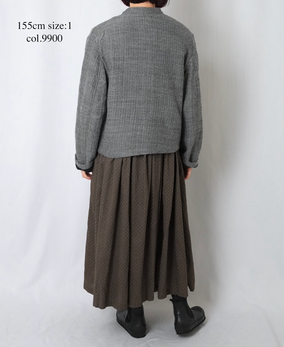 NMDS25611(ジャケット) WOOL COTTON HERRINGBONE STAND COLLAR FLY FRONT JACKET