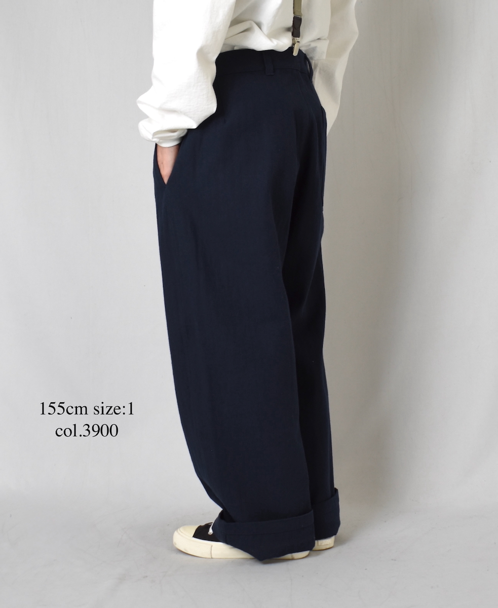 ●GNAM2612(パンツ) COTTON/LINEN HERRINGBONE ONE-TUCK PANTS