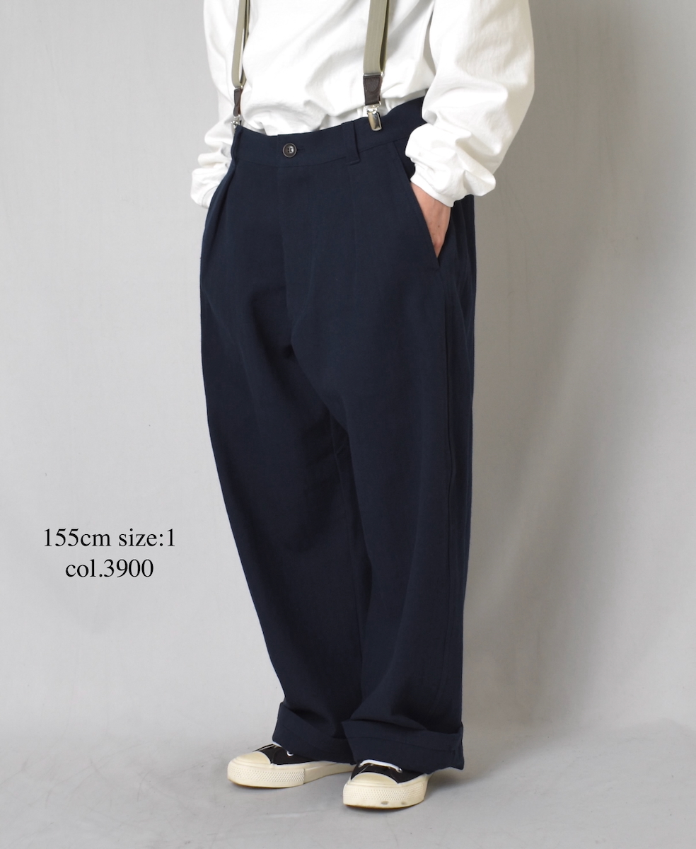 ●GNAM2612(パンツ) COTTON/LINEN HERRINGBONE ONE-TUCK PANTS