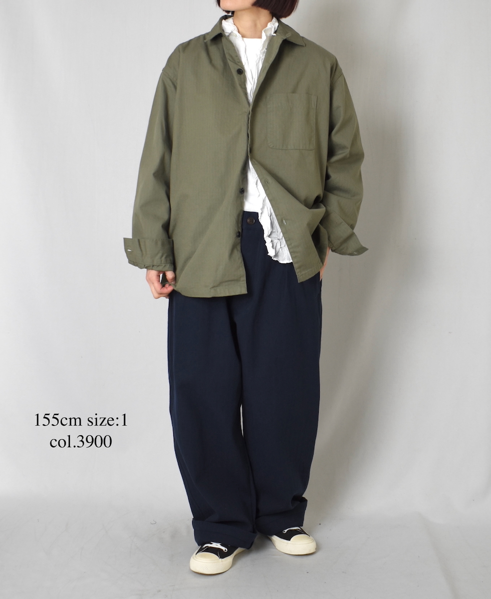 ●GNAM2612(パンツ) COTTON/LINEN HERRINGBONE ONE-TUCK PANTS