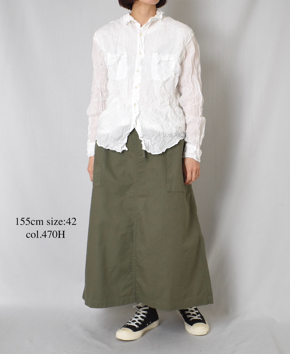 ●INHT2514CHW(スカート) COTTON HERRINGBONE WASH EASY SKIRT