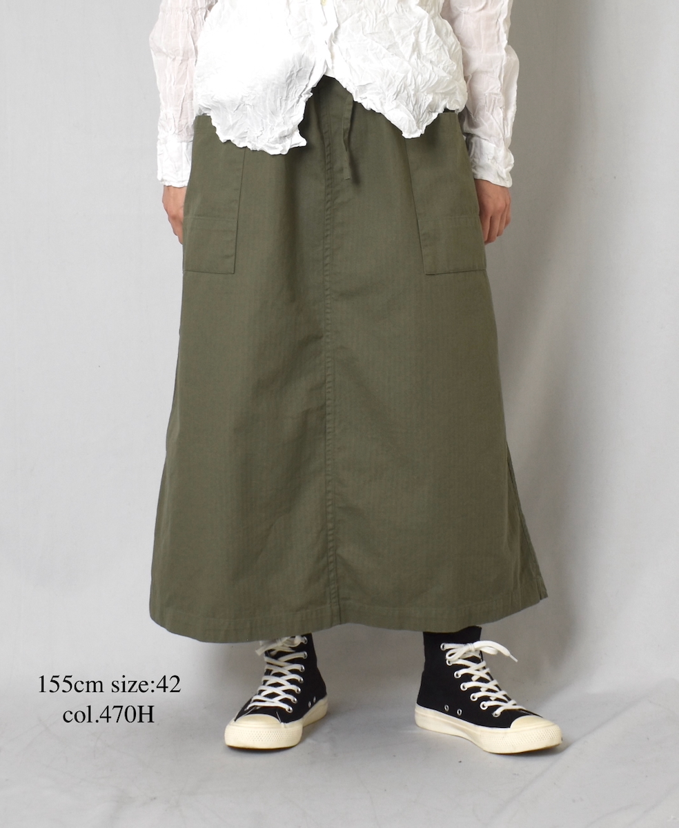 ●INHT2514CHW(スカート) COTTON HERRINGBONE WASH EASY SKIRT