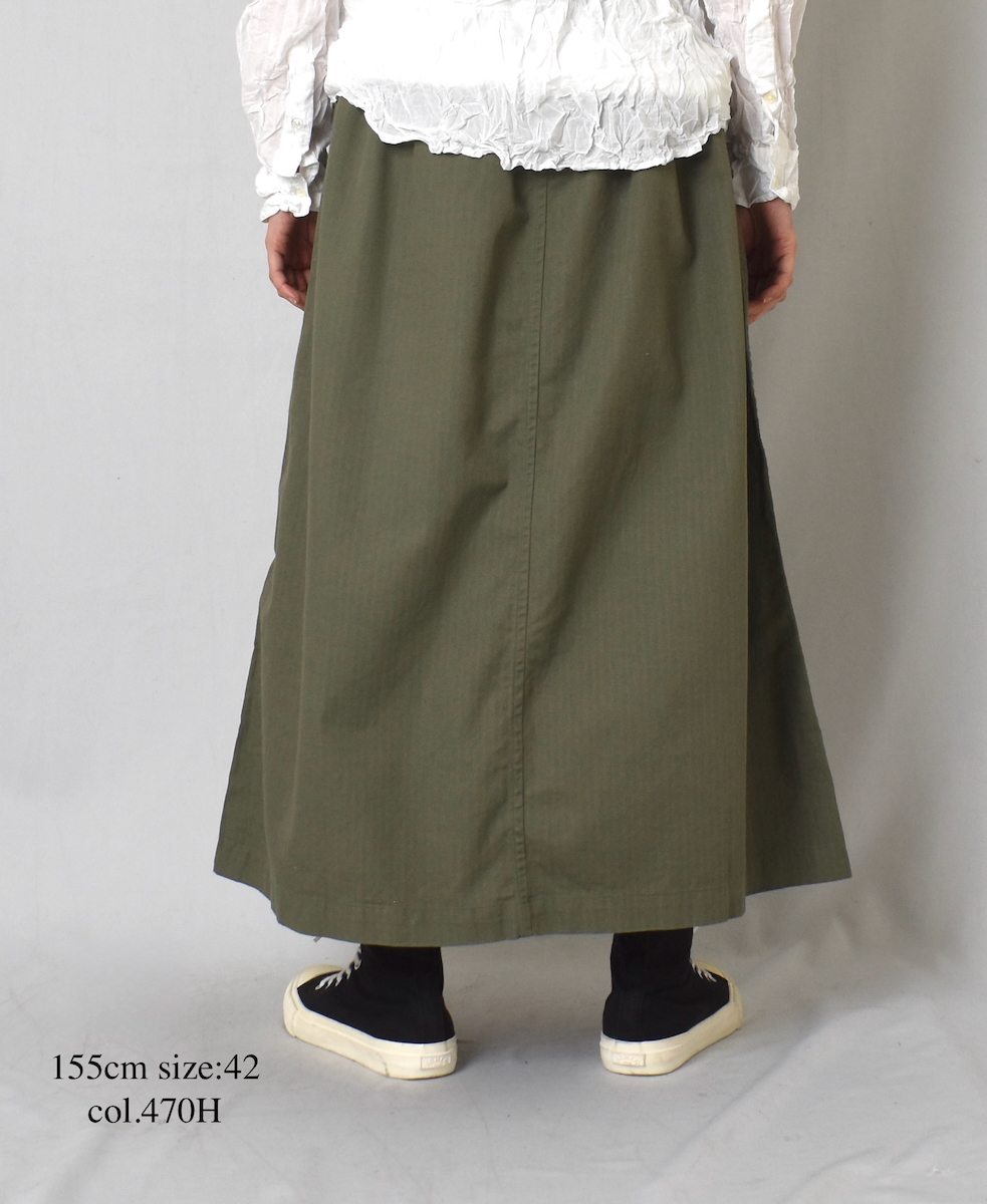 ●INHT2514CHW(スカート) COTTON HERRINGBONE WASH EASY SKIRT
