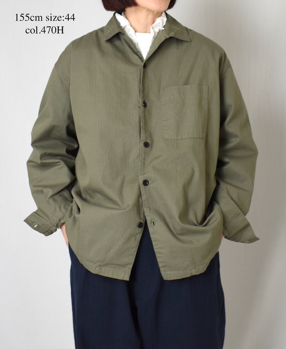 ●INHT2512CHW(シャツ) COTTON HERRINGBONE WASH ONE-UP COLLAR SHIRT
