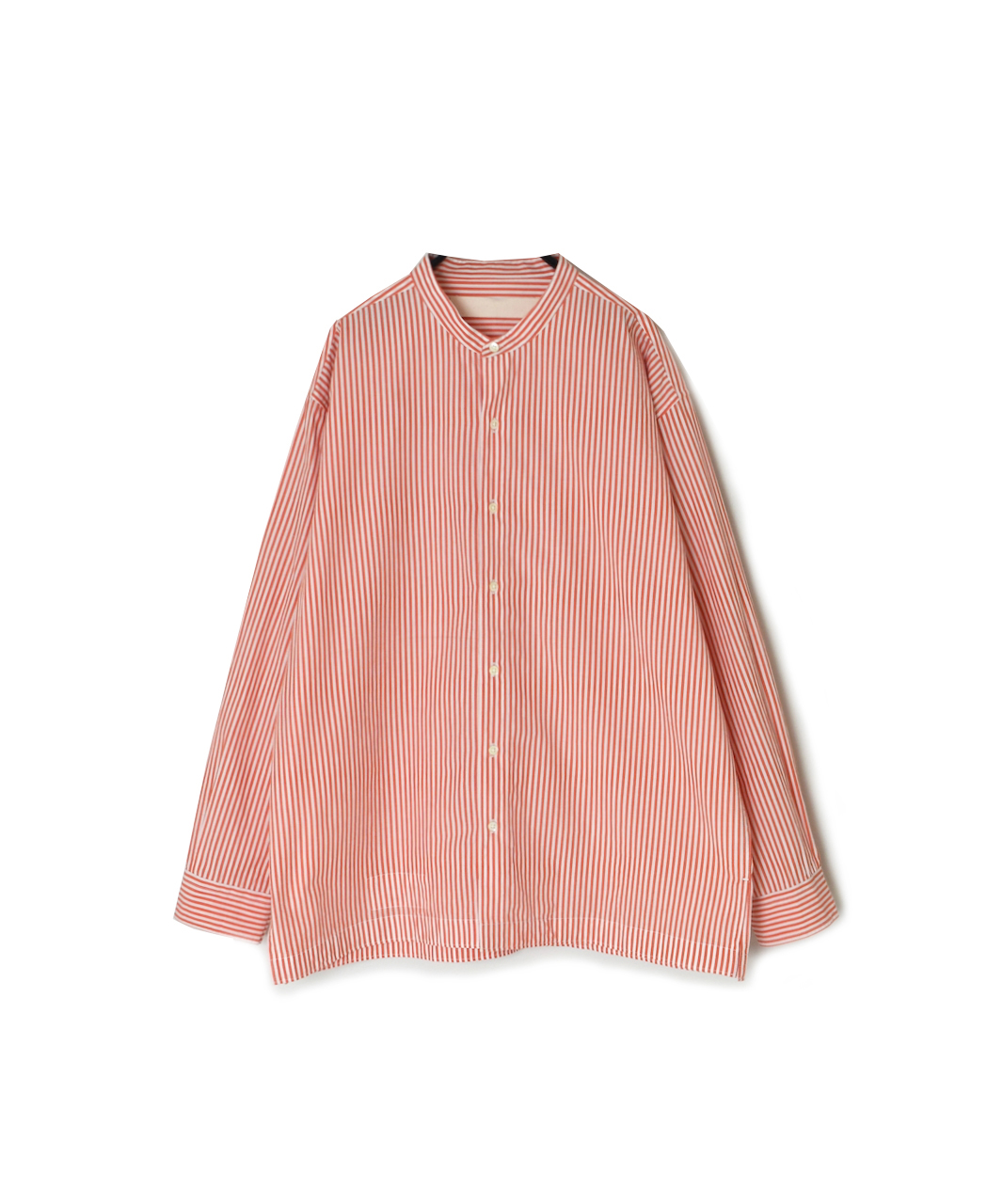 NVL2613(シャツ) POPLIN STRIPE BANDED COLLAR L/SL SHIRT