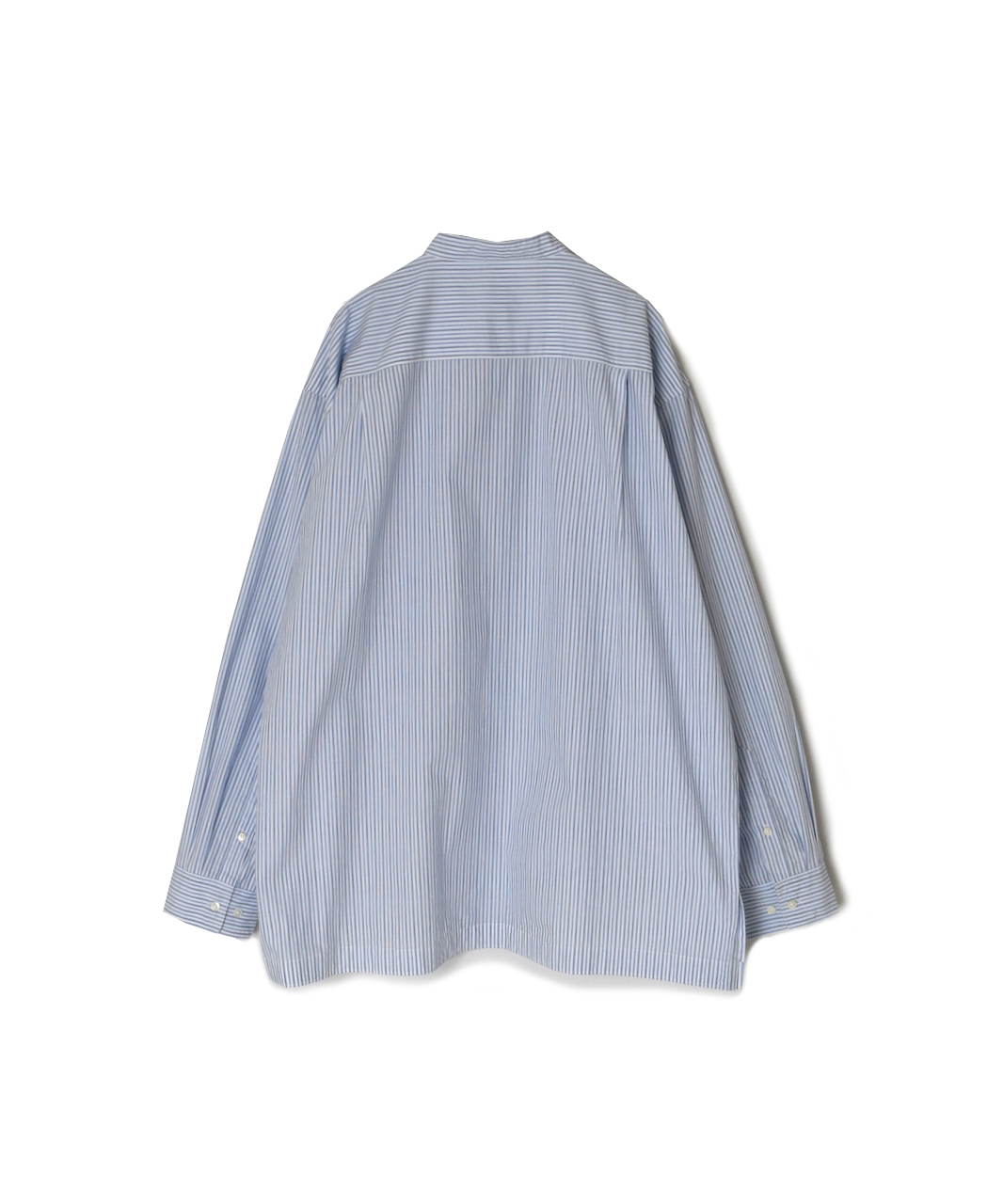 NVL2613(シャツ) POPLIN STRIPE BANDED COLLAR L/SL SHIRT