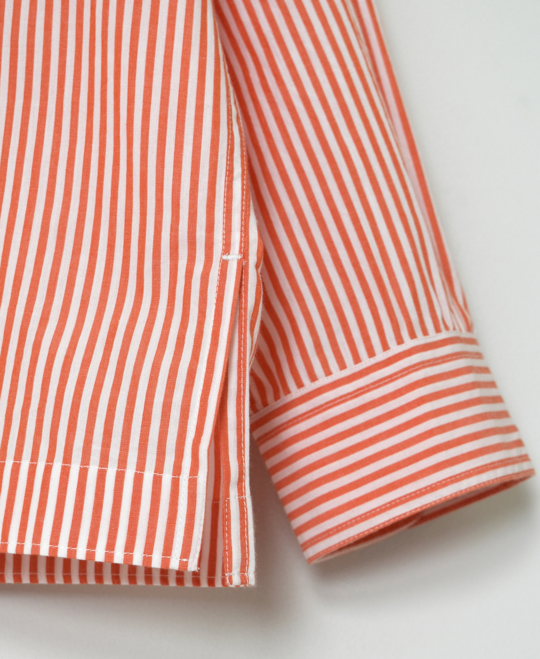 NVL2613(シャツ) POPLIN STRIPE BANDED COLLAR L/SL SHIRT