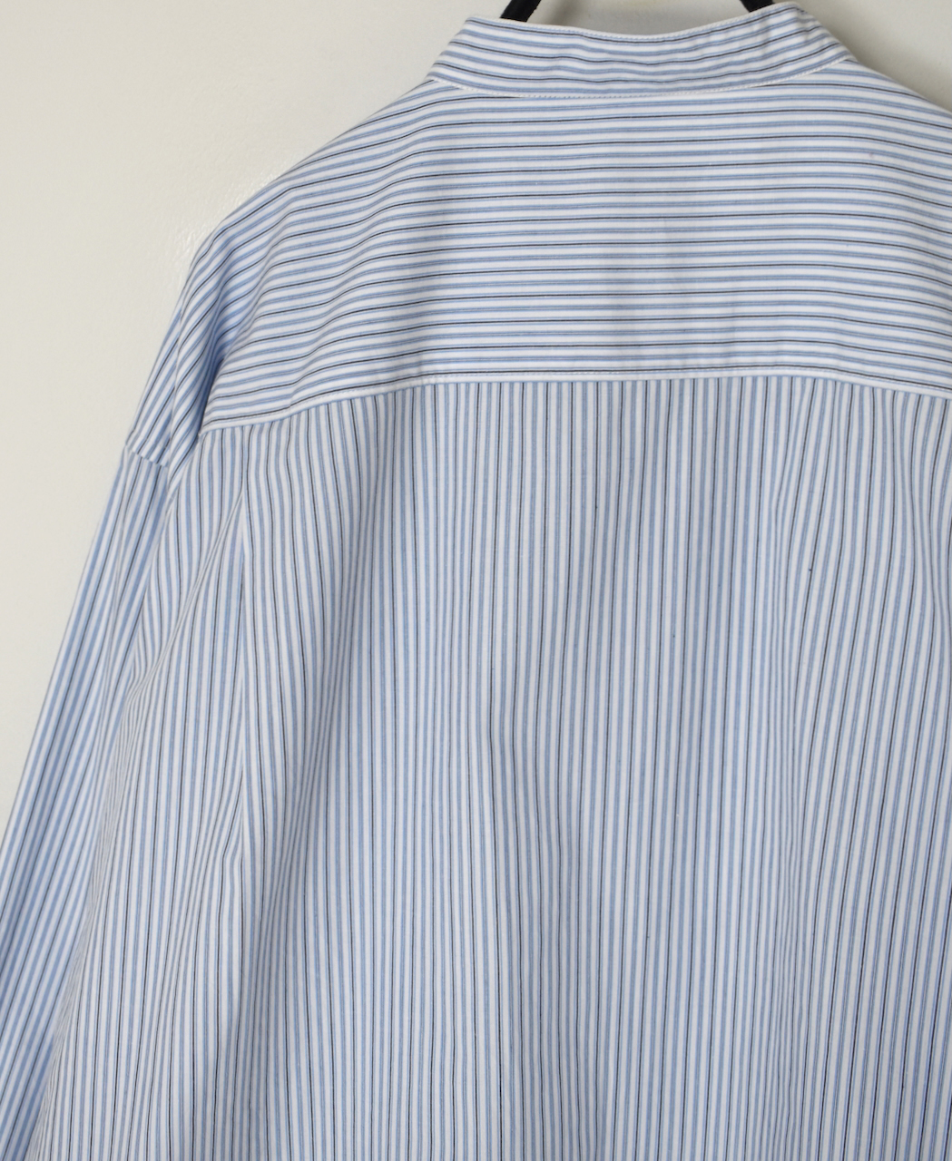 NVL2613(シャツ) POPLIN STRIPE BANDED COLLAR L/SL SHIRT