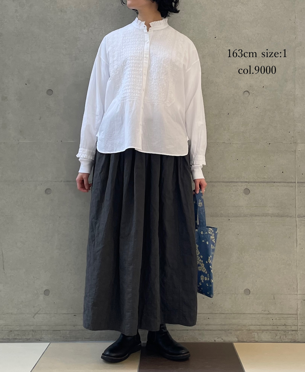 NMDS25531(シャツ) 60s ORGANIC CAMBRIC WITH EMB FRILL COLLAR EMB SHIRT
