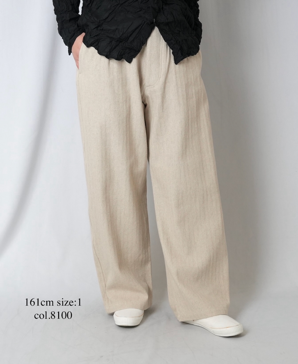 ●GNAM2612(パンツ) COTTON/LINEN HERRINGBONE ONE-TUCK PANTS