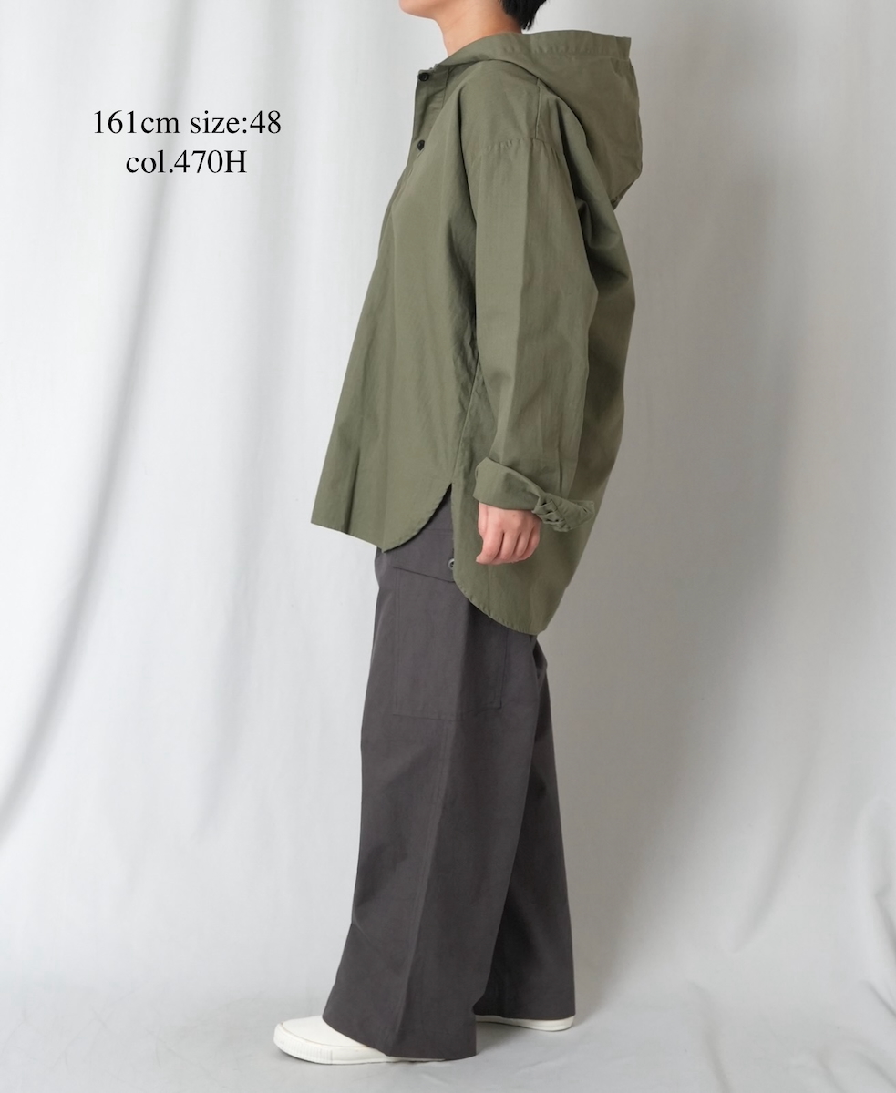 ●INHT2604CHW(シャツ) COTTON HERRINGBONE WASH HOODED PULLOVER SHIRT