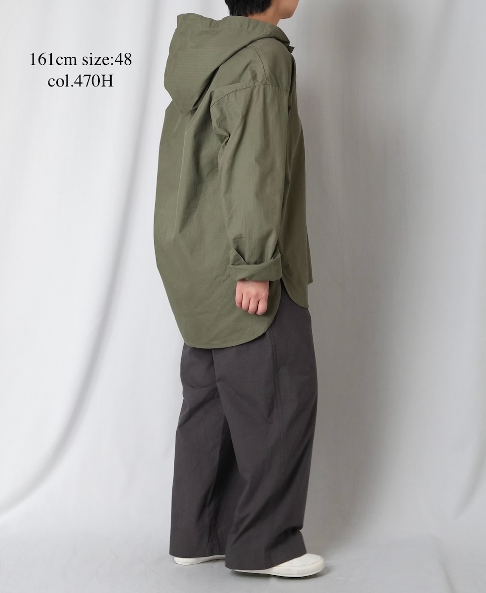 ●INHT2604CHW(シャツ) COTTON HERRINGBONE WASH HOODED PULLOVER SHIRT