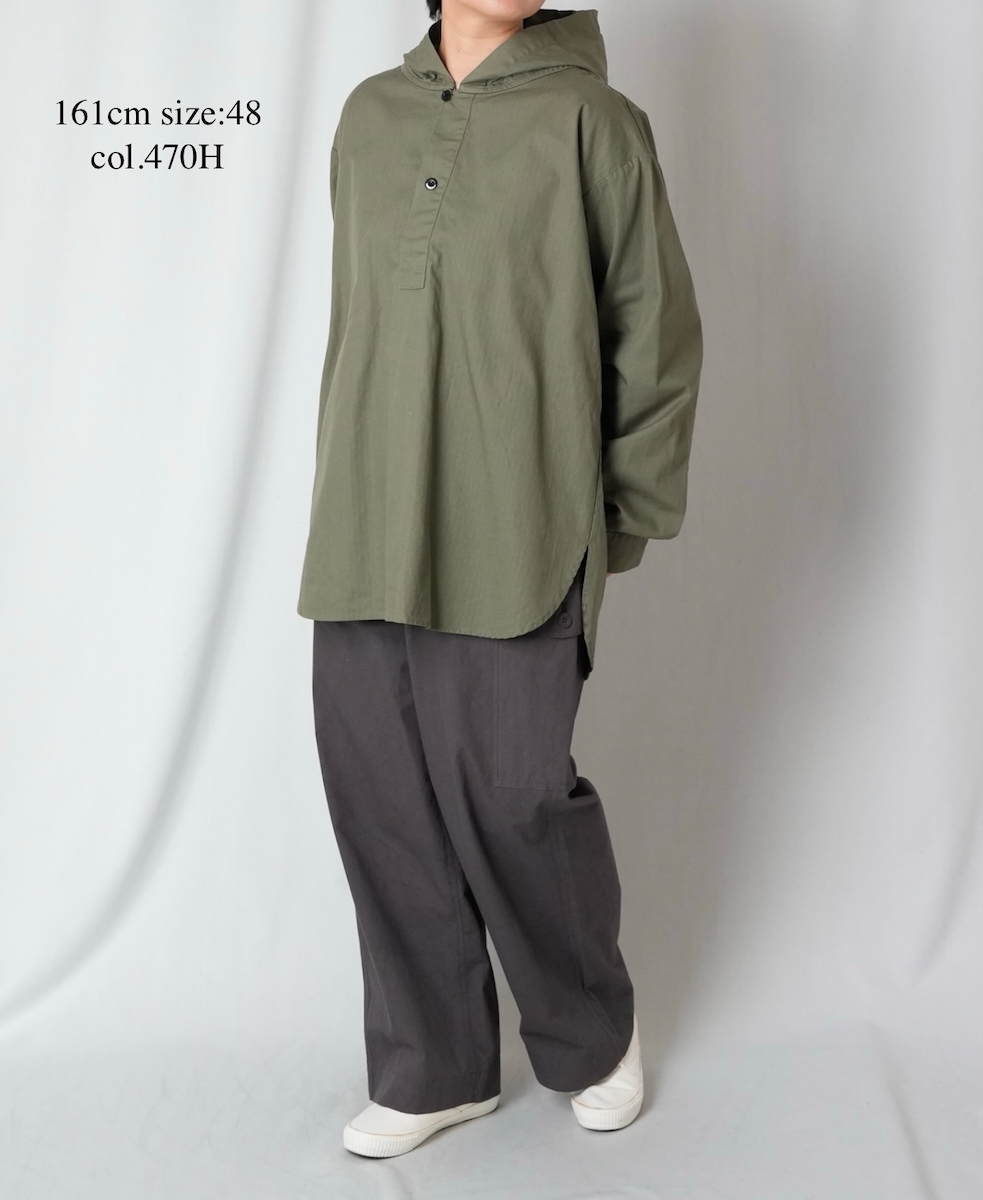 ●INHT2604CHW(シャツ) COTTON HERRINGBONE WASH HOODED PULLOVER SHIRT