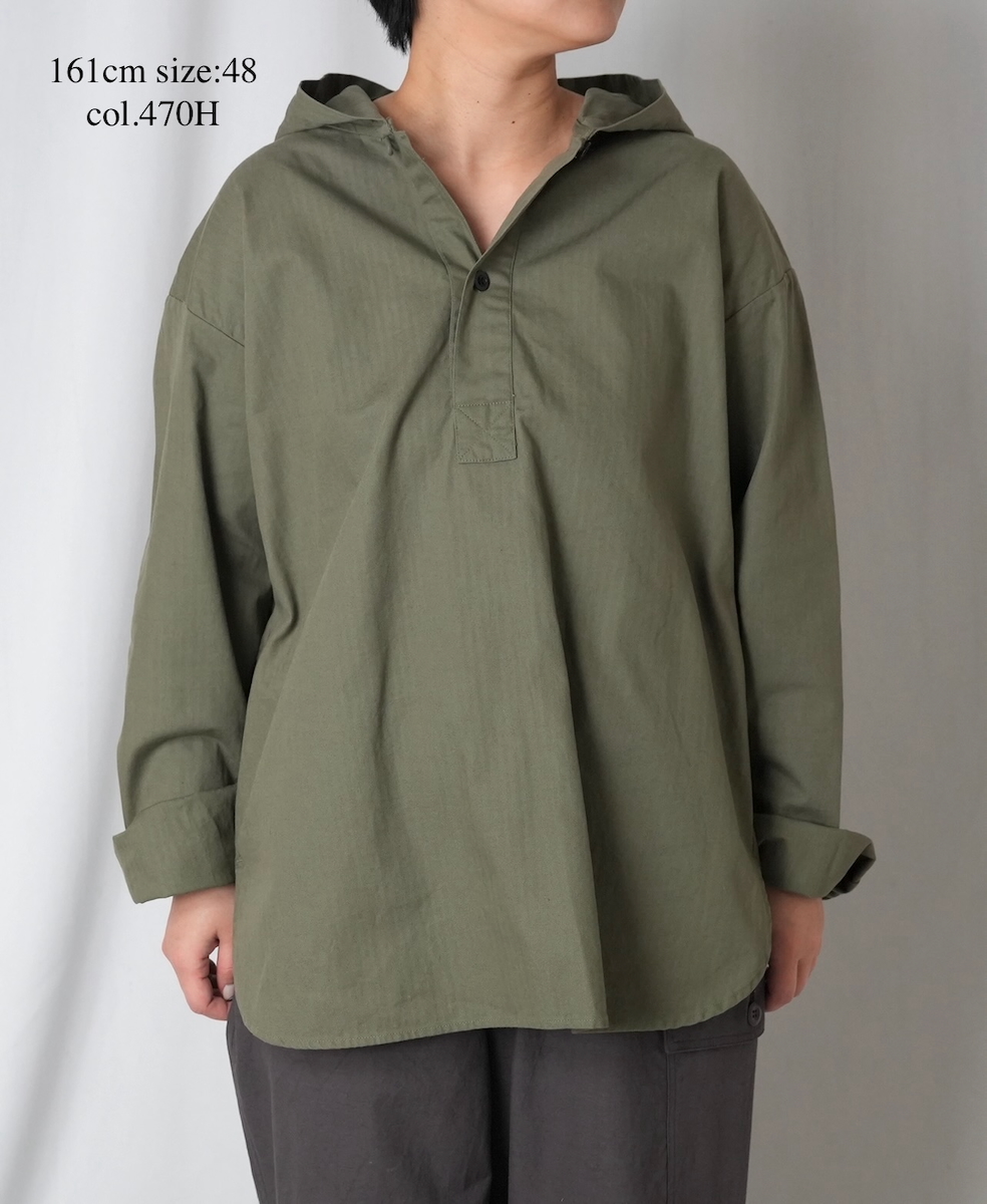●INHT2604CHW(シャツ) COTTON HERRINGBONE WASH HOODED PULLOVER SHIRT