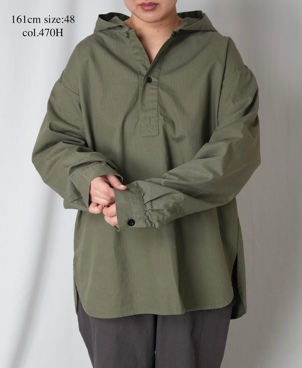 ●INHT2604CHW(シャツ) COTTON HERRINGBONE WASH HOODED PULLOVER SHIRT