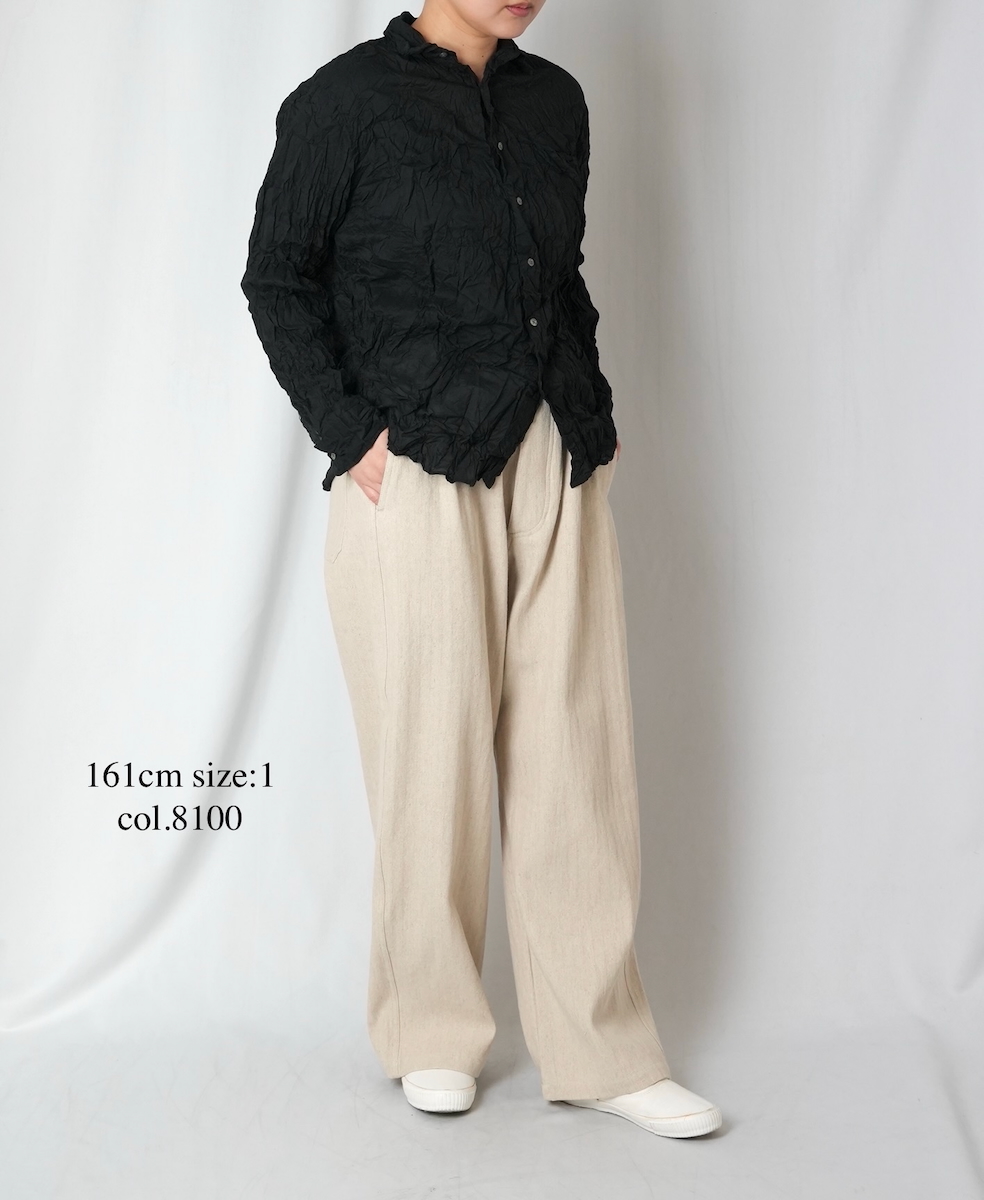 ●GNAM2612(パンツ) COTTON/LINEN HERRINGBONE ONE-TUCK PANTS