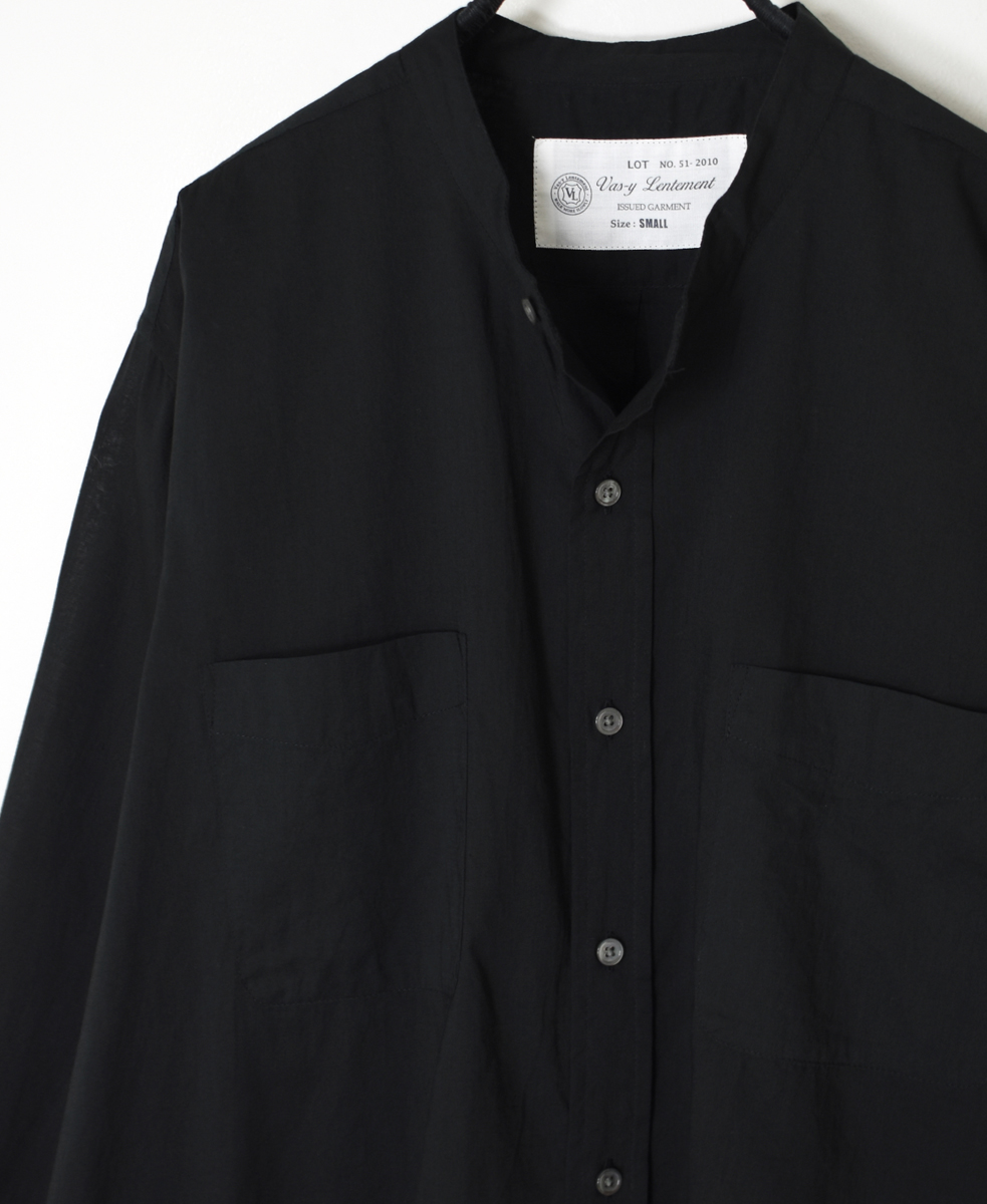 ●NVL1951CV (シャツ) 80'S ORGANIC VOILE PLAIN BANDED COLLAR L/SL OVERDIZED SHIRT
