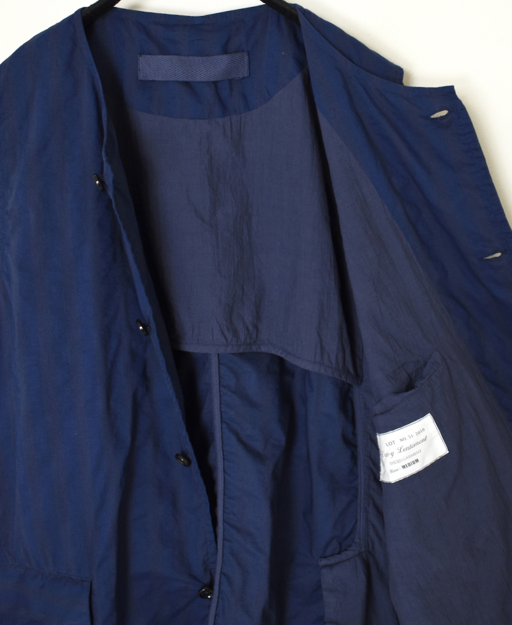 NVL2401PSD(ベスト) POPLIN WIDE STRIPE (OVERDYE) NO COLLAR VEST