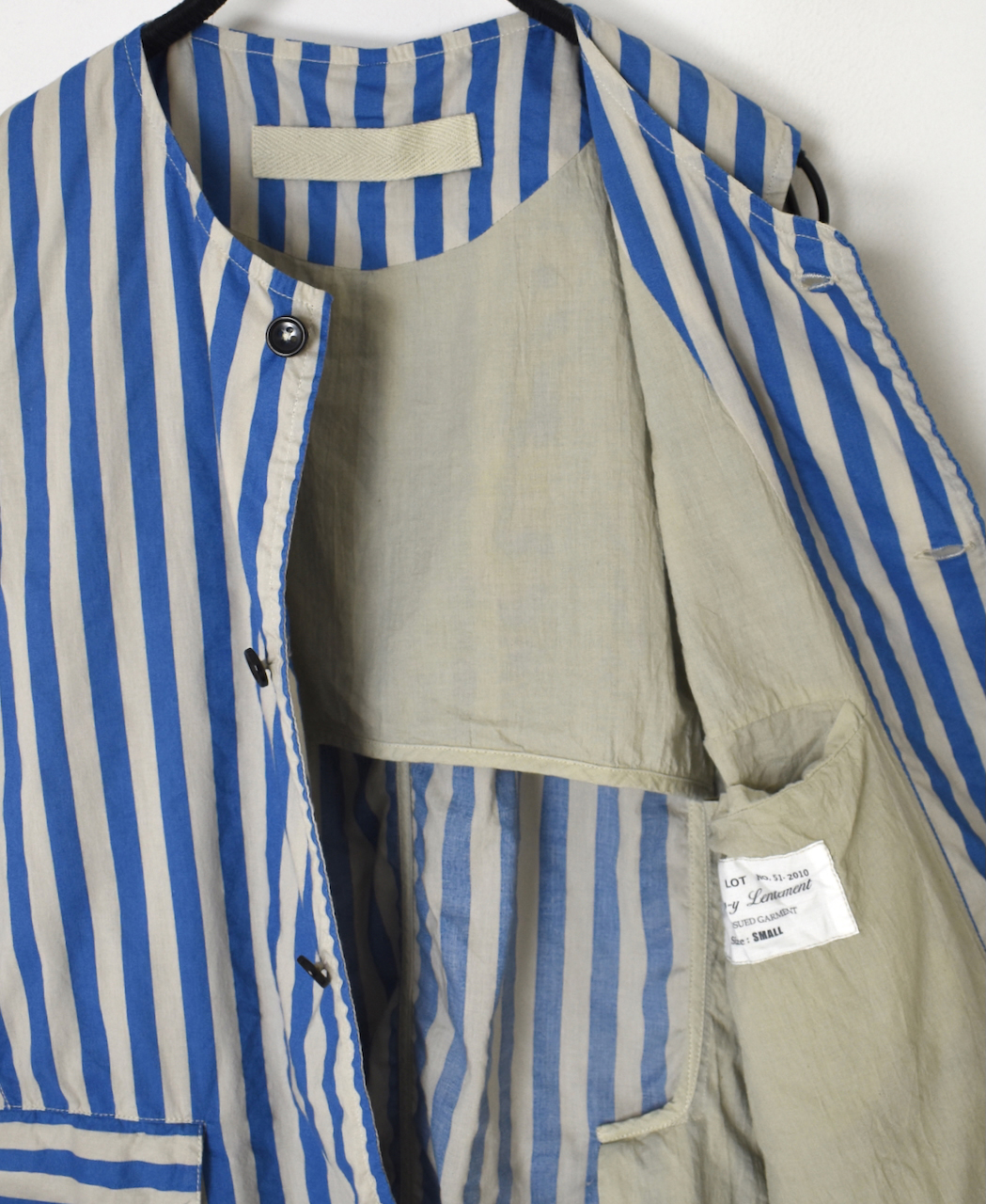 NVL2401PSD(ベスト) POPLIN WIDE STRIPE (OVERDYE) NO COLLAR VEST