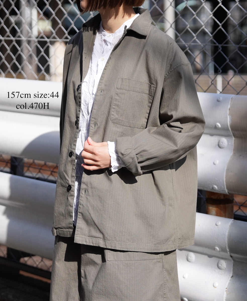 INHT2512CHW(シャツ) COTTON HERRINGBONE WASH ONE-UP COLLAR SHIRT