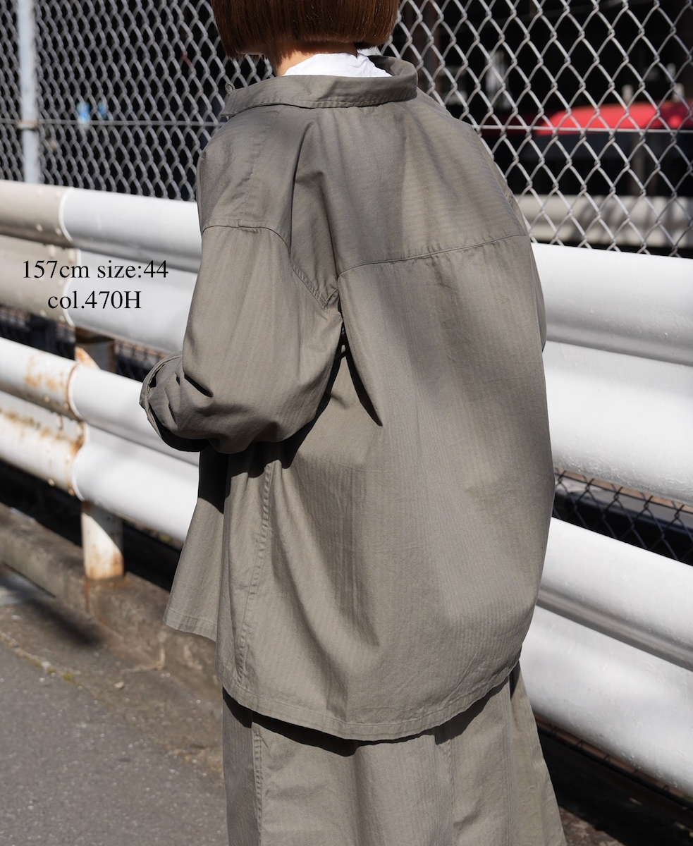 INHT2512CHW(シャツ) COTTON HERRINGBONE WASH ONE-UP COLLAR SHIRT