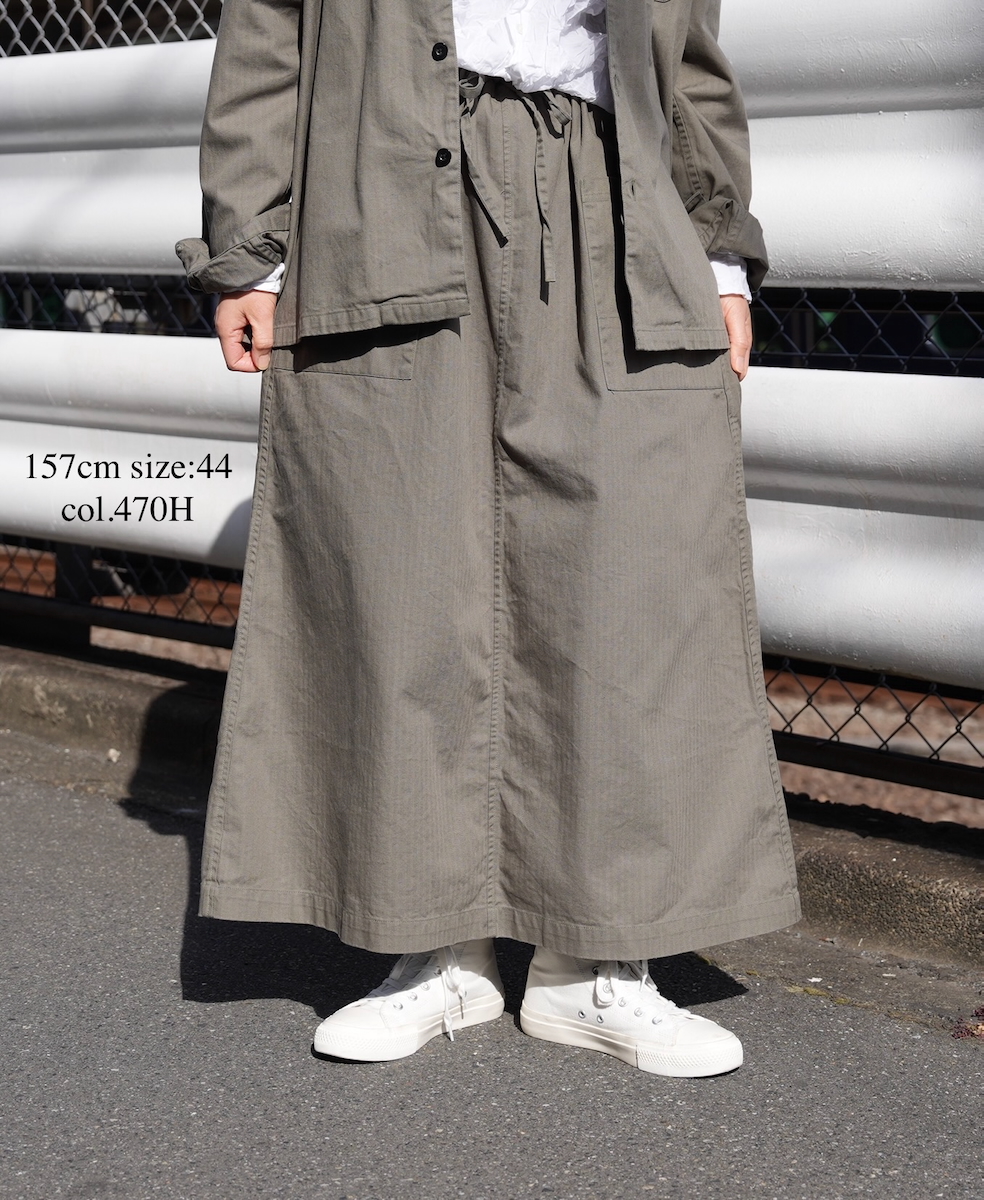 INHT2514CHW(スカート) COTTON HERRINGBONE WASH EASY SKIRT
