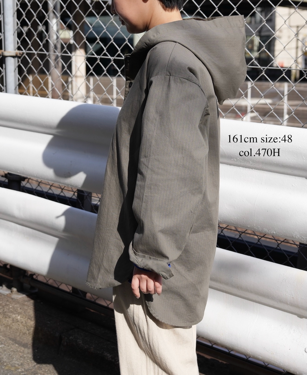 INHT2604CHW(シャツ) COTTON HERRINGBONE WASH HOODED PULLOVER SHIRT