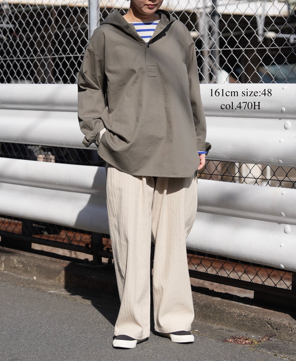 INHT2604CHW(シャツ) COTTON HERRINGBONE WASH HOODED PULLOVER SHIRT