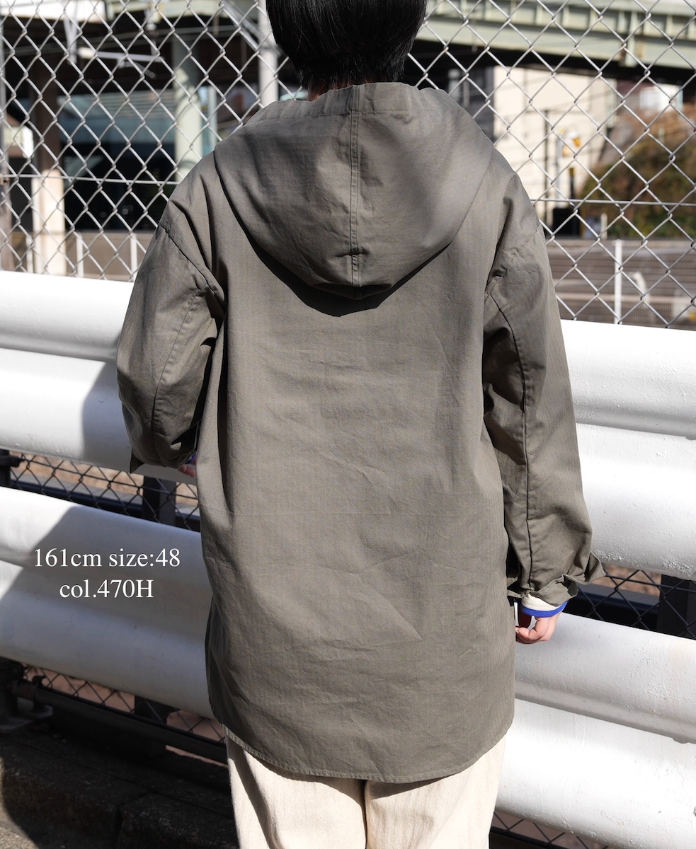 INHT2604CHW(シャツ) COTTON HERRINGBONE WASH HOODED PULLOVER SHIRT