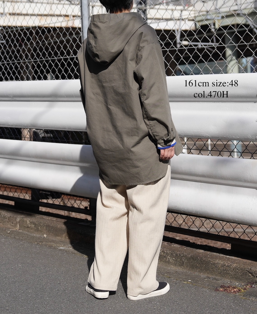 INHT2604CHW(シャツ) COTTON HERRINGBONE WASH HOODED PULLOVER SHIRT