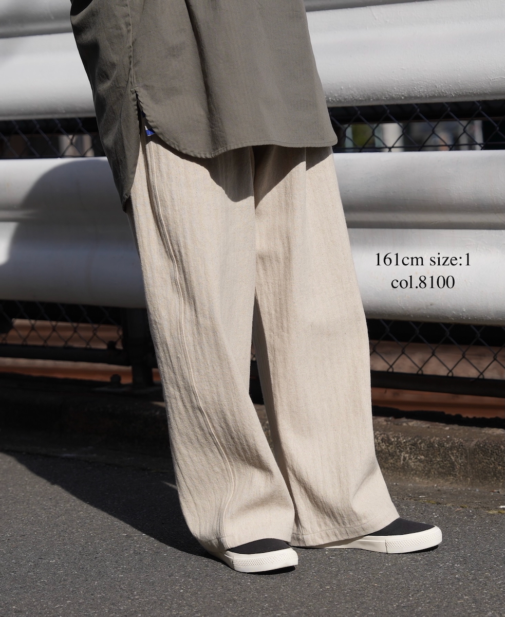 GNAM2612(パンツ) COTTON/LINEN HERRINGBONE ONE-TUCK PANTS