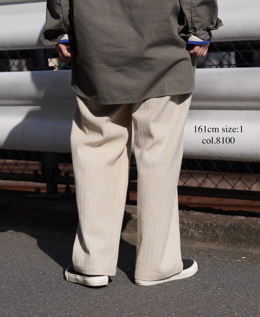 GNAM2612(パンツ) COTTON/LINEN HERRINGBONE ONE-TUCK PANTS