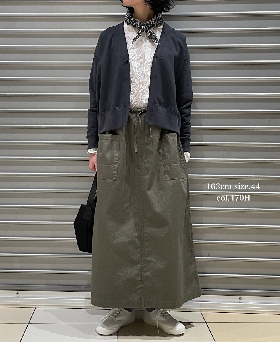 INHT2514CHW(スカート) COTTON HERRINGBONE WASH EASY SKIRT