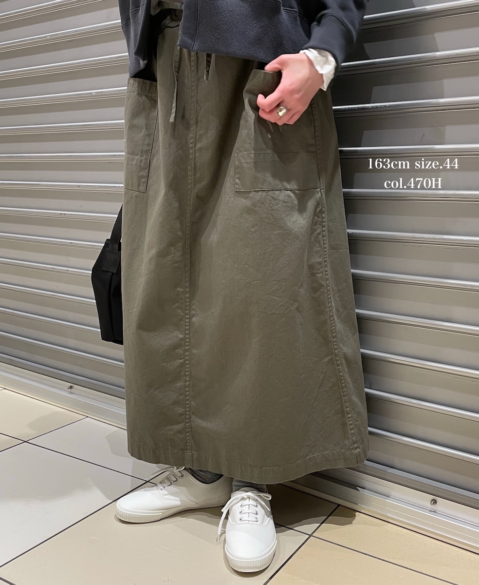 INHT2514CHW(スカート) COTTON HERRINGBONE WASH EASY SKIRT