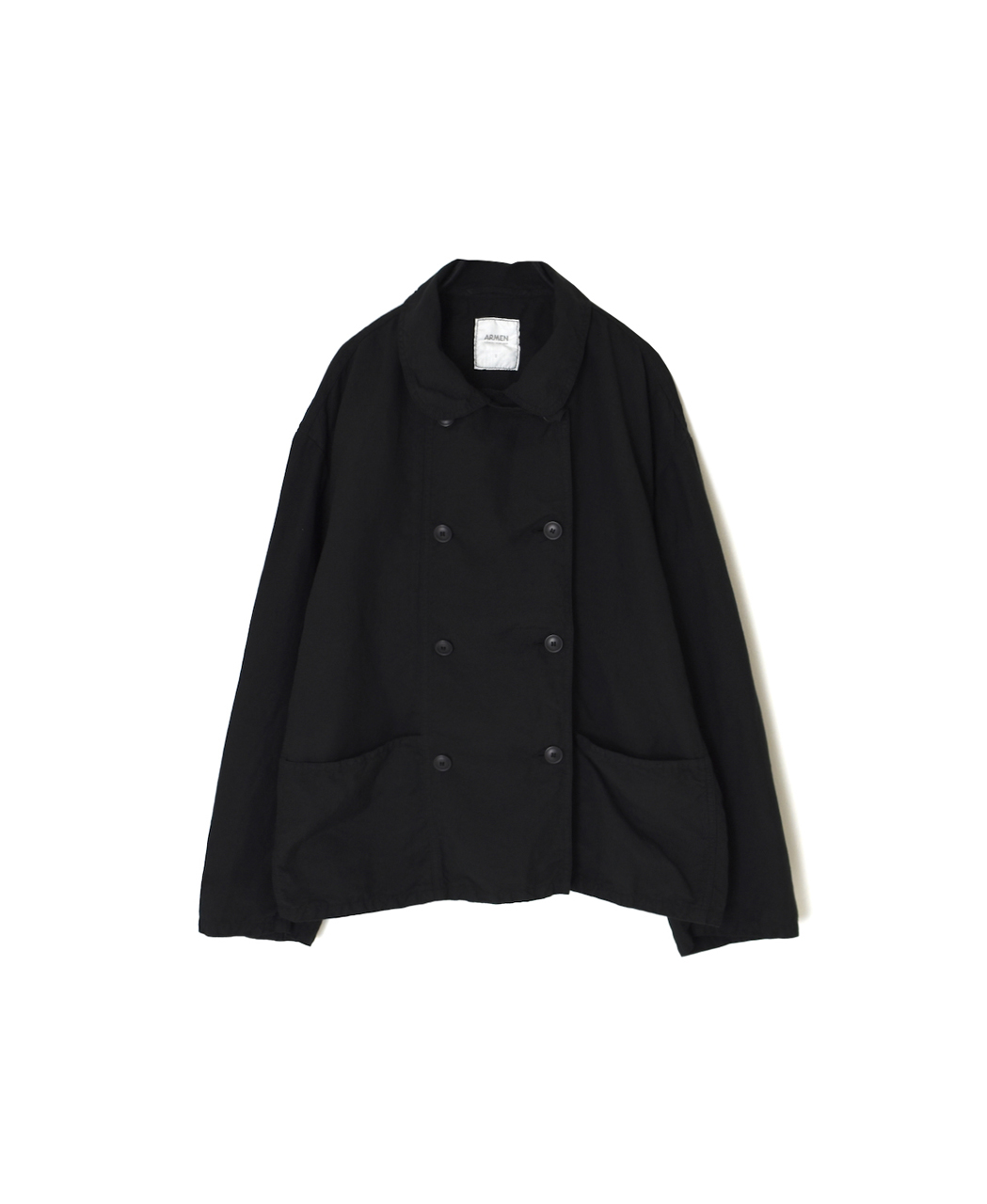 ISNAM2601D(ジャケット) LINEN COTTON PLAIN OVERDYE ROUND COLLAR DOUBLE JACKET