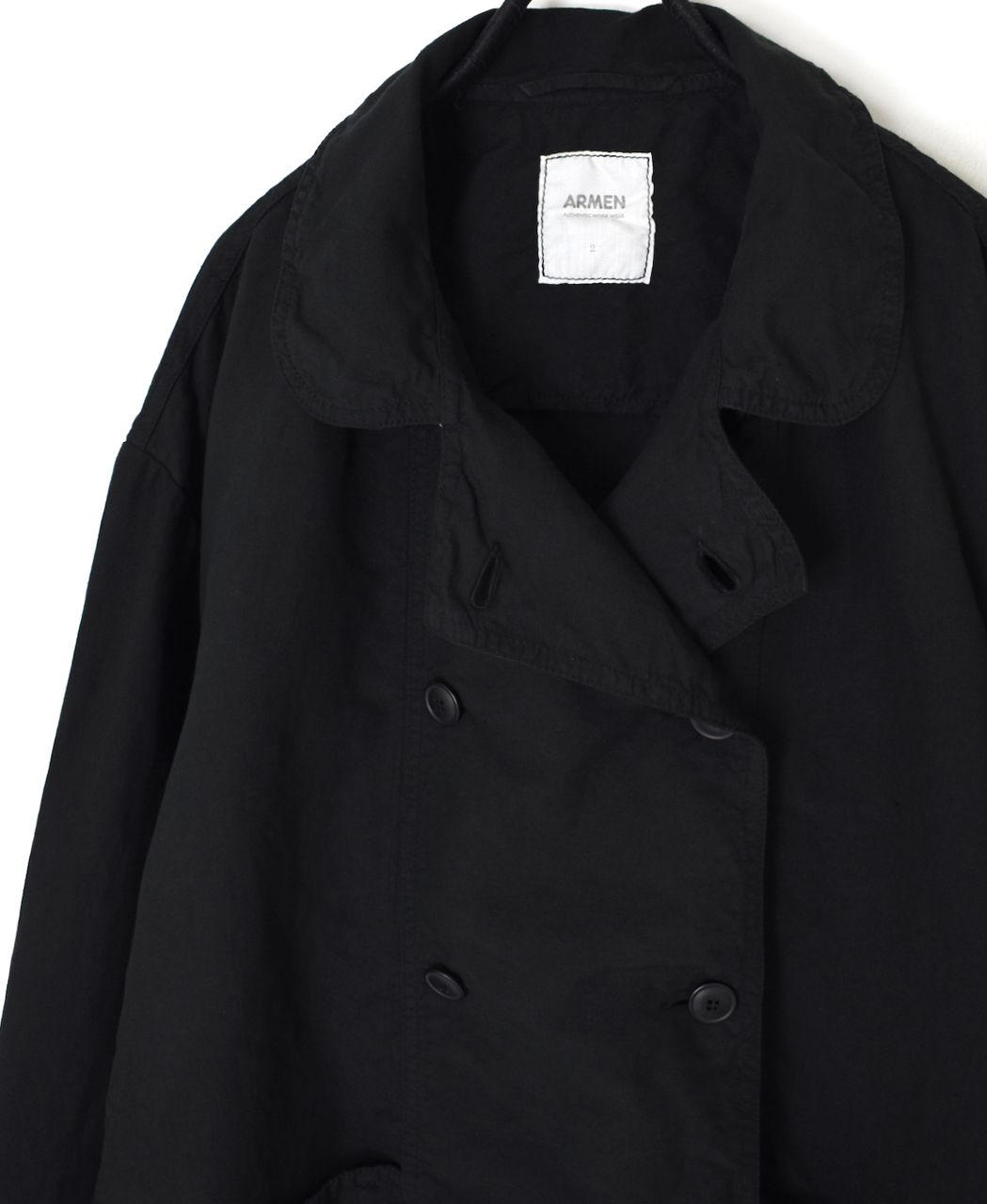 ISNAM2601D(ジャケット) LINEN COTTON PLAIN OVERDYE ROUND COLLAR DOUBLE JACKET