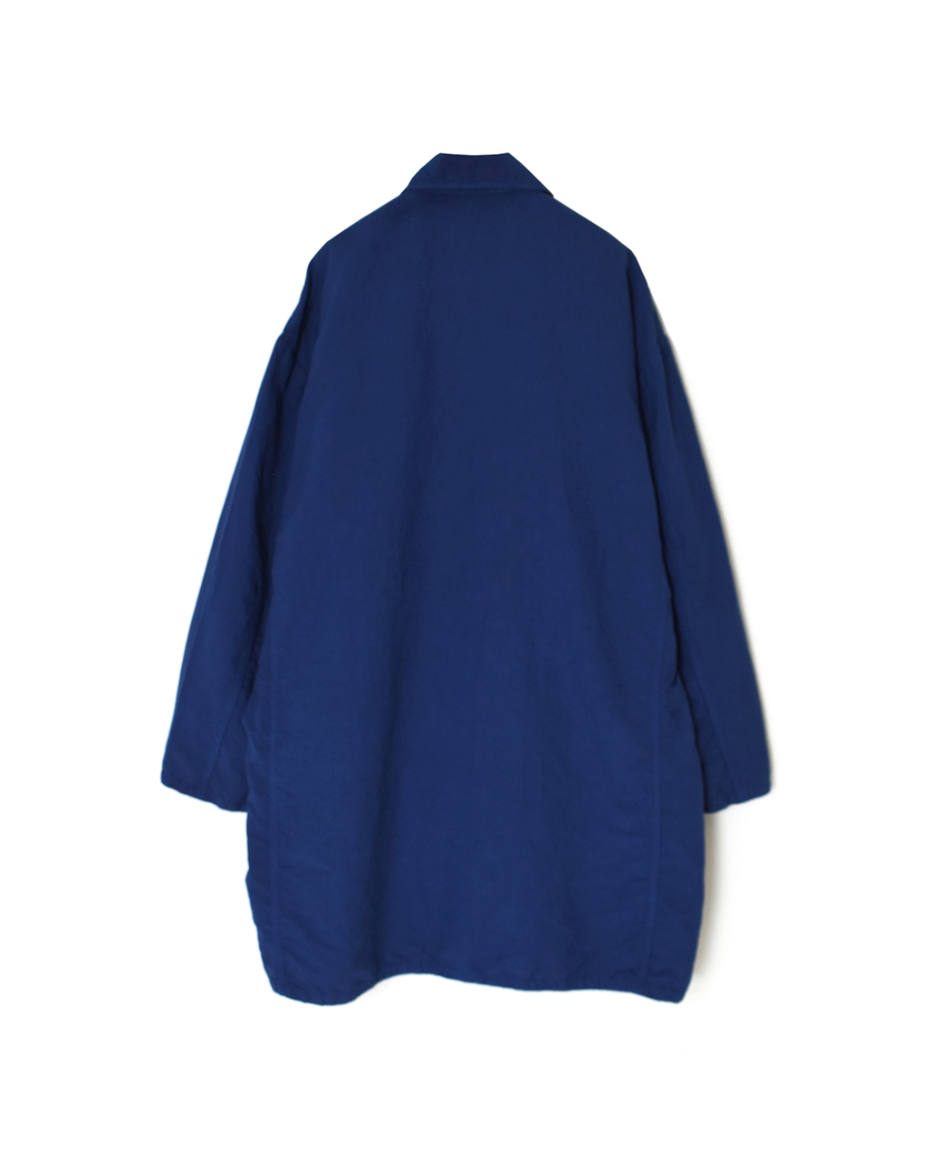 ISNAM2602D(ロングジャケット) LINEN COTTON PLAIN OVERDYE ROUND COLLAR DOUBLE LONG JACKET