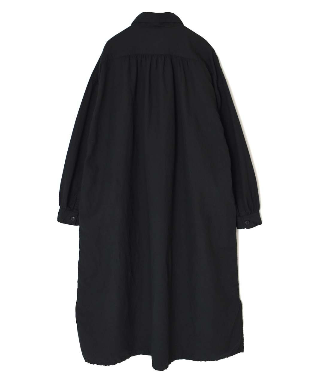 ISNAM2603D(ワンピース) LINEN COTTON PLAIN OVERDYE WORK GATHERED SHIRT DRESS