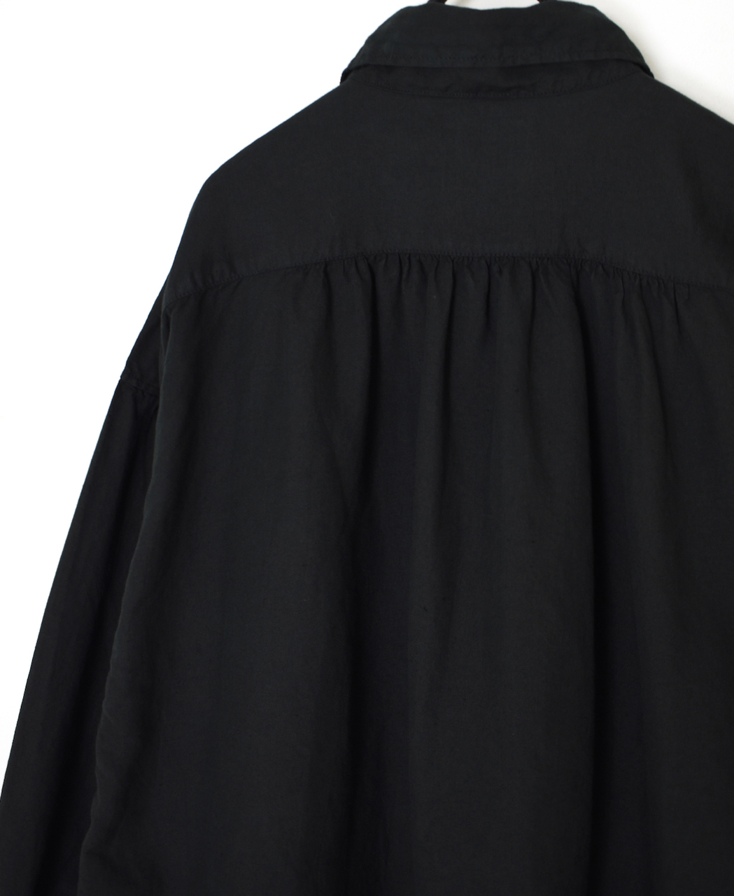 ISNAM2603D(ワンピース) LINEN COTTON PLAIN OVERDYE WORK GATHERED SHIRT DRESS