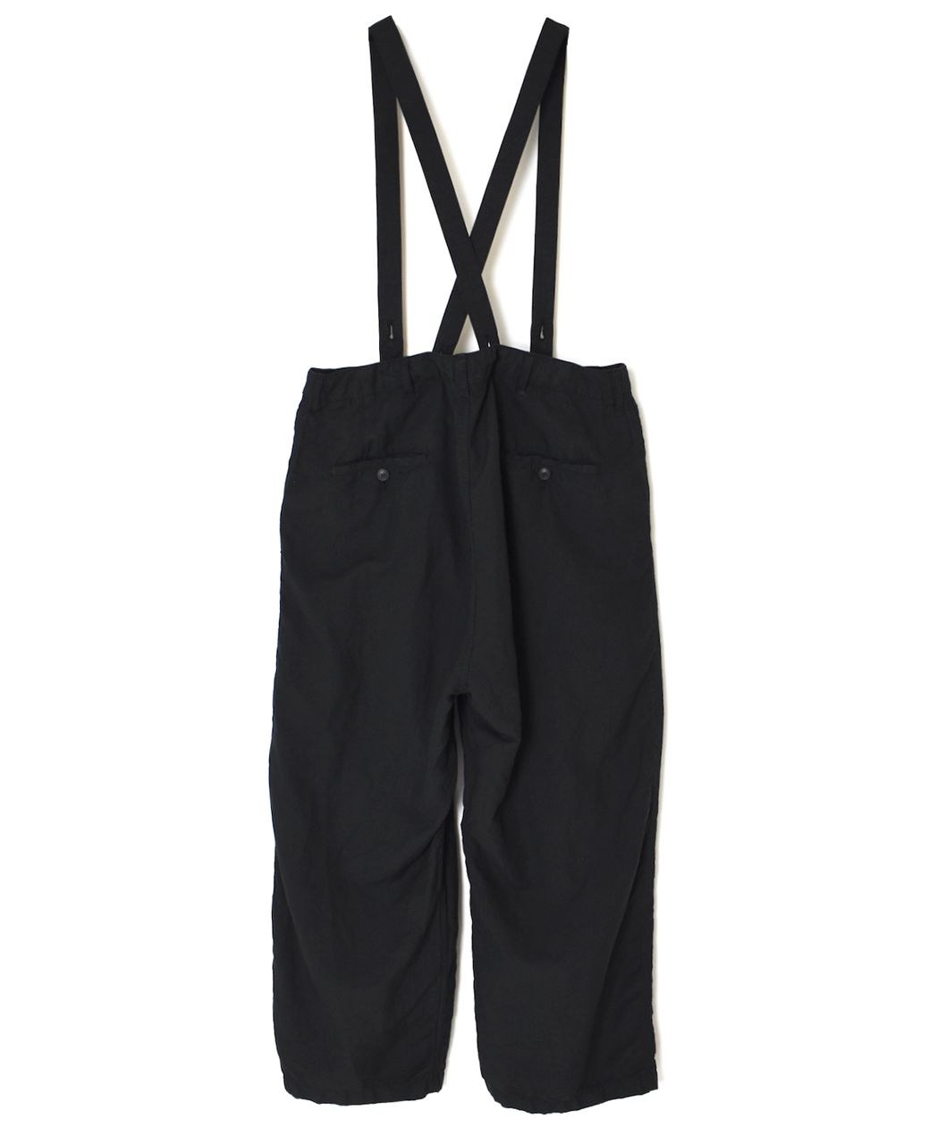 ISNAM2604D(パンツ) LINEN COTTON PLAIN OVERDYE ADJUSTER TACK PANTS WITH SUSPENDERS